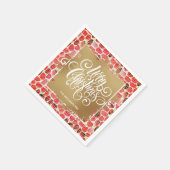 Gold Frohe Weihnachten auf Red Serviette (Ecke)