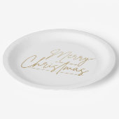 Gold Frohe Weihnachten auf Weiß Pappteller (Schrägansicht)