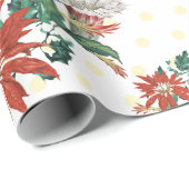 Gold Frohe Weihnachten Blumenreath mit Poinsettia Geschenkpapier (Rolleneckpunkt)