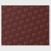Gold Frohe Weihnachten Dunkler Maroon Urlaub Geschenkpapier (Flach)