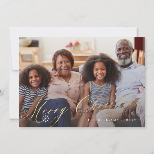 Gold Frohe Weihnachten elegante Drehbuch einfaches (Vorderseite)