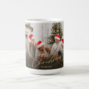 Gold Frohe Weihnachten Familienurlaub Foto Karte Kaffeetasse