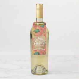 Gold Frohe Weihnachten Floral Flaschenanhänger