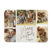 Gold Frohe Weihnachten fünf Foto Magnet (Horizontal)