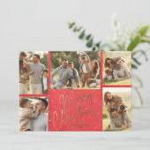 Gold Frohe Weihnachten Fünf Foto Red (Stehend Vorderseite)