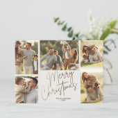 Gold Frohe Weihnachten fünf Fotos (Stehend Vorderseite)