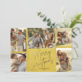 Gold Frohe Weihnachten Fünf Fotos Weihnachtskarte (Stehend Vorderseite)