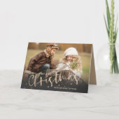Gold Frohe Weihnachten geklapptes Foto (Vorderseite)