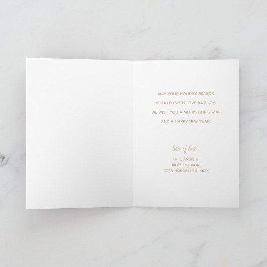 Gold Frohe Weihnachten geklapptes Foto (Innenseite)