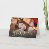 Gold Frohe Weihnachten geklapptes Foto (Vorderseite)