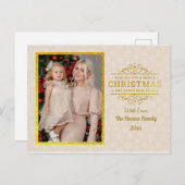 Gold Frohe Weihnachten & Glück Neues Jahr & Schnee (Vorne/Hinten)