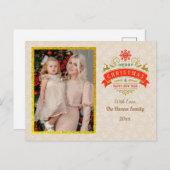 Gold Frohe Weihnachten & Glück Neues Jahr & Schnee Postkarte (Vorne/Hinten)