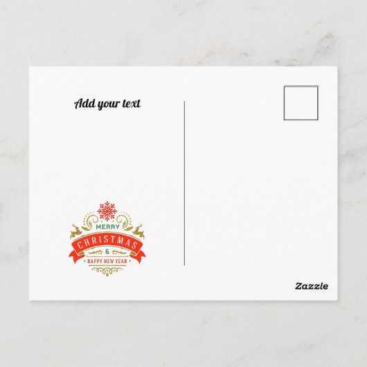 Gold Frohe Weihnachten & Glück Neues Jahr & Schnee Postkarte (Rückseite)