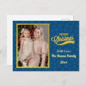 Gold Frohe Weihnachten & Glück Neues Jahr & Schnee Postkarte (Vorne/Hinten)