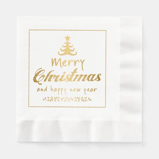 Gold Frohe Weihnachten Glück Neujahrspapier Napkin Serviette (Vorderseite)