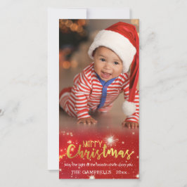 Gold Frohe Weihnachten, Gold & Weiße Lichter Feiertagskarte