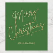 Gold Frohe Weihnachten Grün Weinetikett (Einzelnes Label)