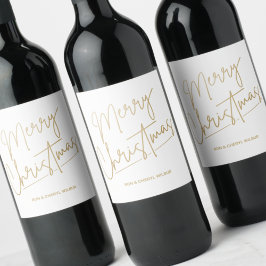 Gold Frohe Weihnachten Grün Weiß Weinetikett