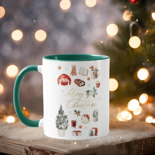 Gold Frohe Weihnachten Gruß gemütliche Winter Coll Tasse