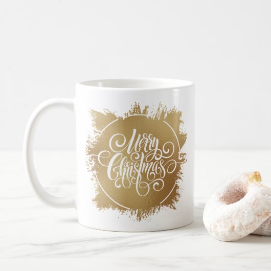 Gold Frohe Weihnachten Kaffeetasse (Mit Donut)