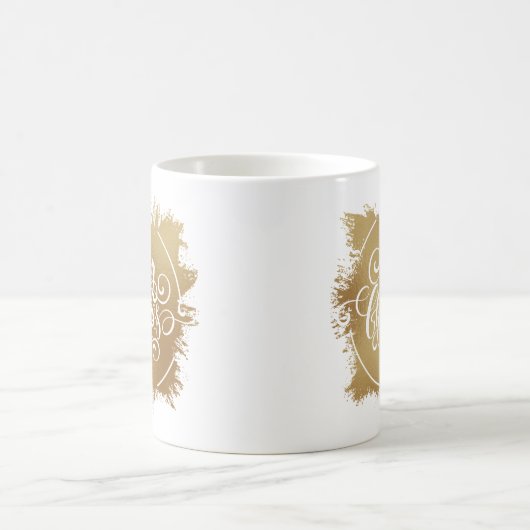Gold Frohe Weihnachten Kaffeetasse (Mittel)