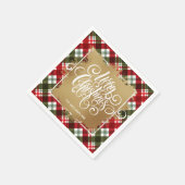 Gold Frohe Weihnachten Kariert Serviette (Ecke)