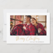 Gold Frohe Weihnachten | Kariertes rotes Foto (Vorderseite)