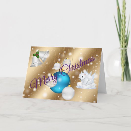 Gold Frohe Weihnachten Karte (Vorderseite)