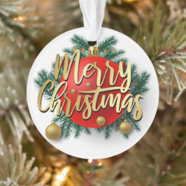 Gold Frohe Weihnachten mit Kranz Ornament