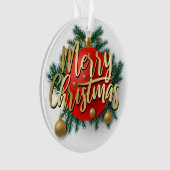 Gold Frohe Weihnachten mit Kranz Ornament (Vorderseite)