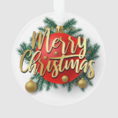 Gold Frohe Weihnachten mit Kranz Ornament (Rückseite)