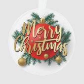 Gold Frohe Weihnachten mit Kranz Ornament (Vorderseite)