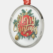 Gold Frohe Weihnachten mit Kranz Ornament Aus Metall (Links)