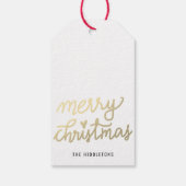 Gold Frohe Weihnachten Moderne handgeschriebene Sk Geschenkanhänger (Rückseite)