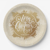 Gold Frohe Weihnachten Pappteller (Vorderseite)