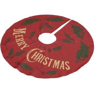 Gold Frohe Weihnachten Polyester Weihnachtsbaumdecke