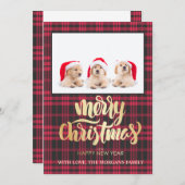 Gold Frohe Weihnachten Red Black Buffalo Kariertes (Vorne/Hinten)