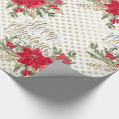 Gold Frohe Weihnachten Red Poinsettia Geschenkpapier (Ecke)