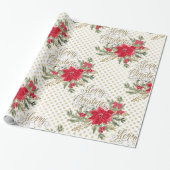Gold Frohe Weihnachten Red Poinsettia Geschenkpapier (Ungerollt)