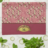 Gold Frohe Weihnachten Red Poinsettia Mit Monogram Geschirrtuch (Gefaltet)