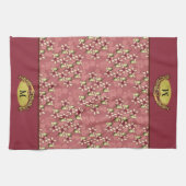 Gold Frohe Weihnachten Red Poinsettia Mit Monogram Geschirrtuch (Horizontal)