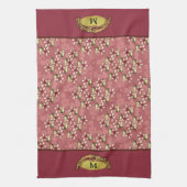 Gold Frohe Weihnachten Red Poinsettia Mit Monogram Geschirrtuch (Vertikal)