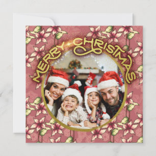 Gold Frohe Weihnachten Red Poinsettia und Schneefl
