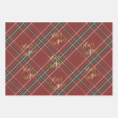 Gold Frohe Weihnachten Rot Grün Kariert Geschenkpapier Set (Vorderseite 2)