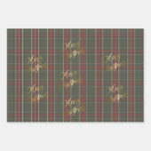 Gold Frohe Weihnachten Rot Grün Kariert Geschenkpapier Set (Vorderseite)
