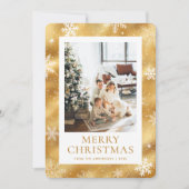 Gold Frohe Weihnachten Schneeflocken Schnee Foto (Vorderseite)