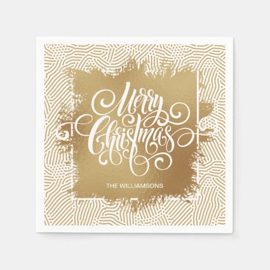 Gold Frohe Weihnachten Serviette (Vorderseite)