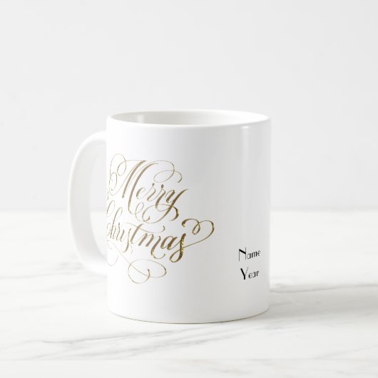 Gold Frohe Weihnachten-Tasse Kaffeetasse (Vorderseite Links)