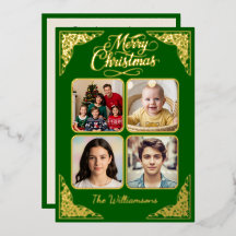 Gold Frohe Weihnachten, vier Bilder, Lila, Namen