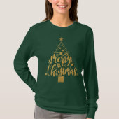 Gold Frohe Weihnachten Weihnachten Urlaub T-Shirt (Vorderseite)